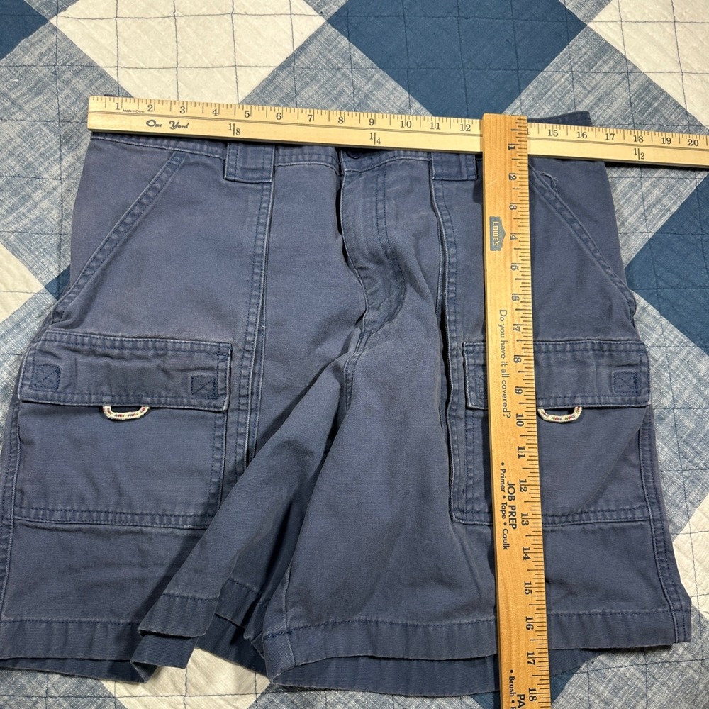 90s LL Bean Comfort Waist Cargo Shorts Mens 36 Blue Cotton Canvas Utility 225022 - Picture 4 of 7